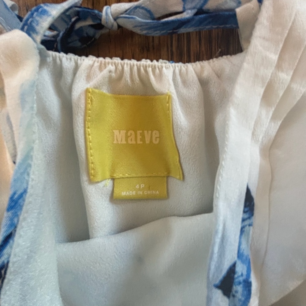 Maeve Anthropologie 4P Blue Floral Sundress | Vacation | Wedding Guest - Picture 2 of 5